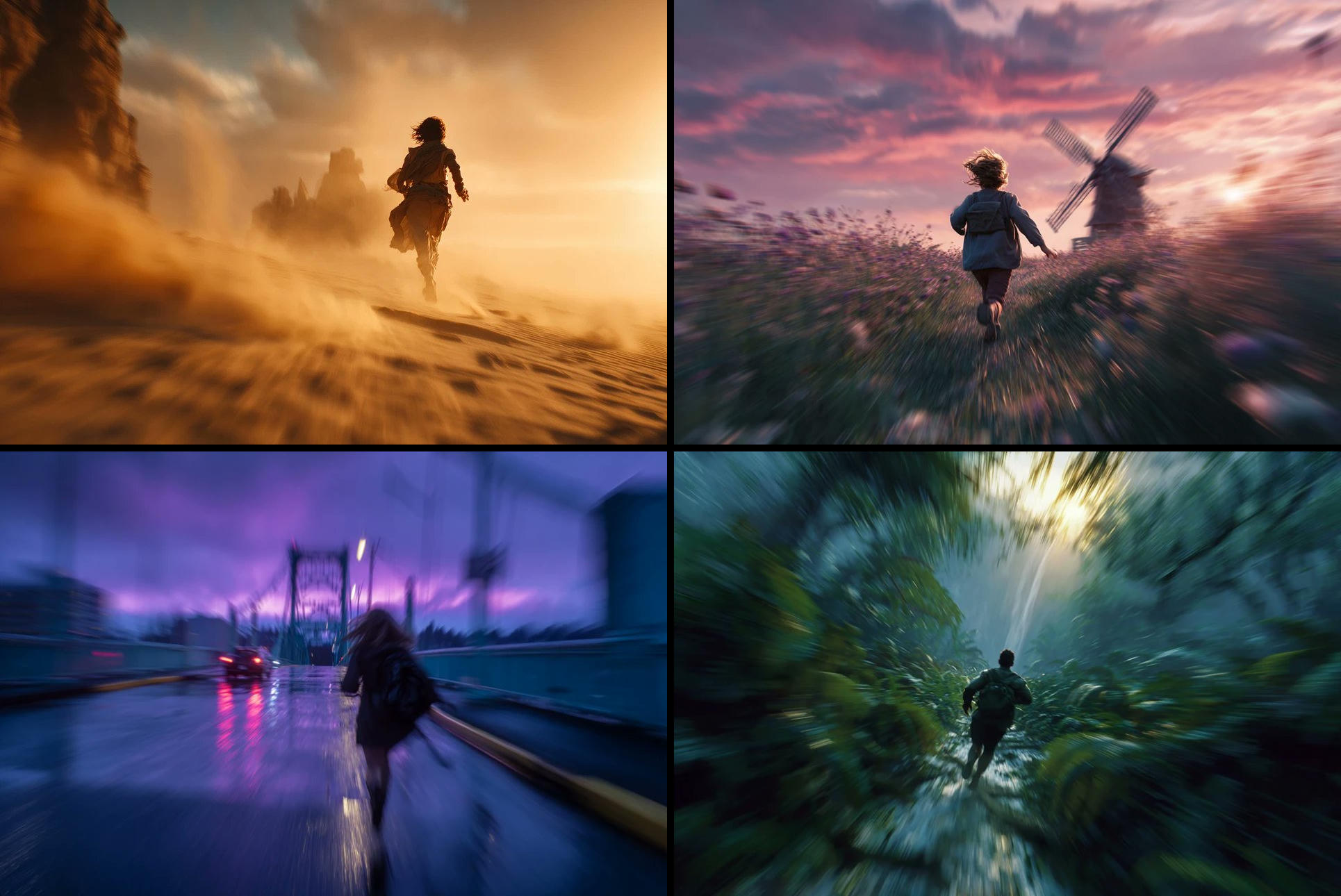 Freedom in Motion — Cinematic Sprint AI image template preview